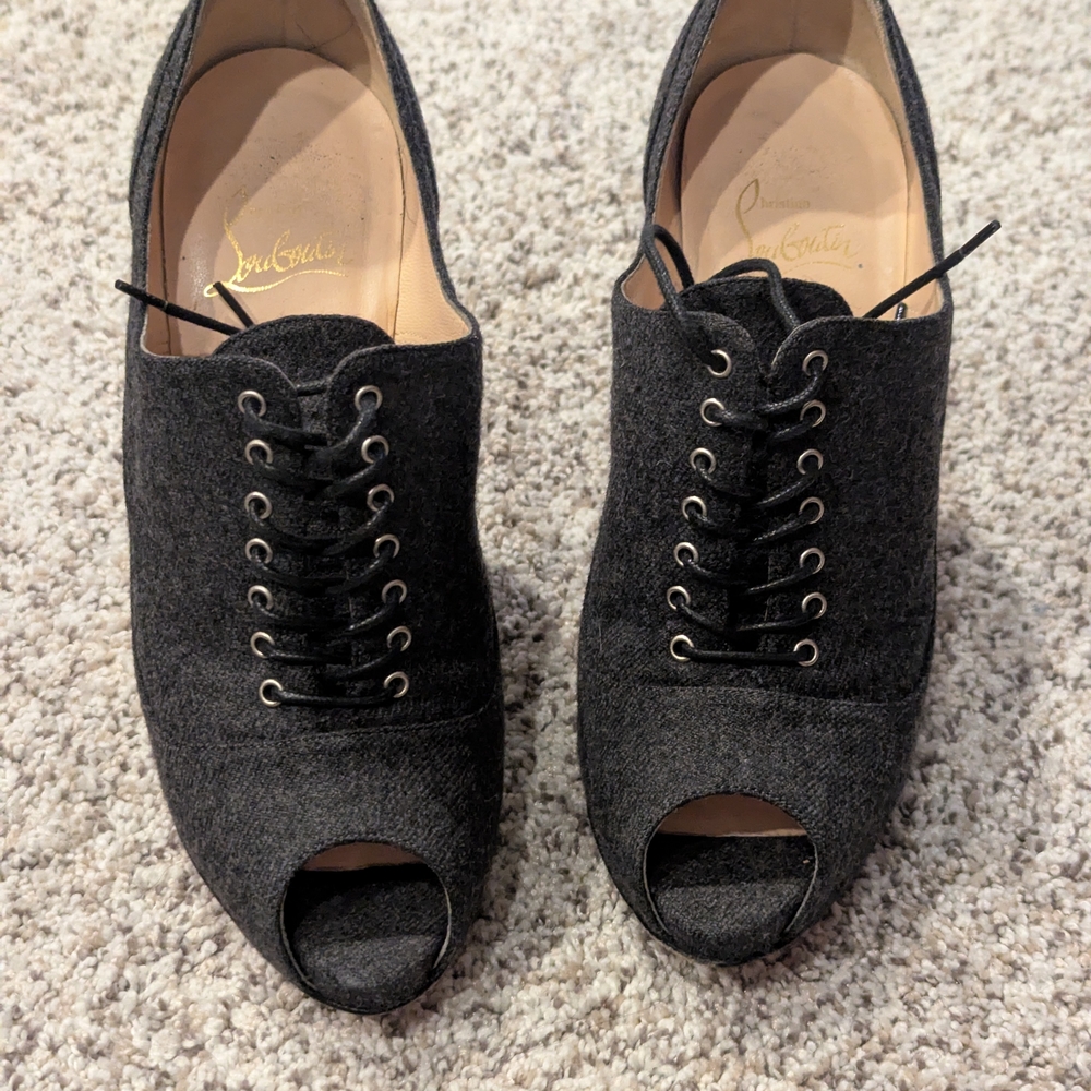 Christian Louboutin Black Lace-Up Heels